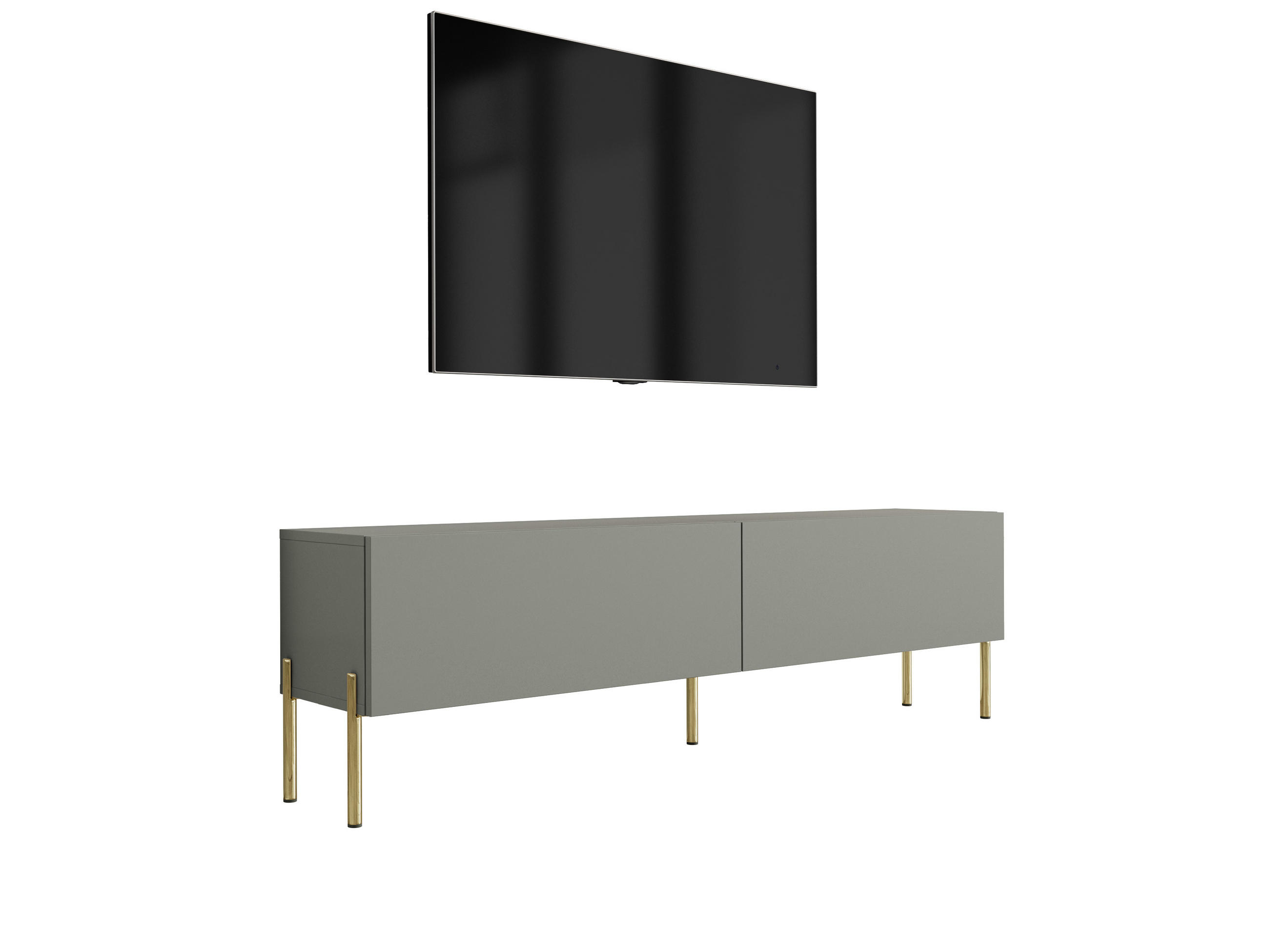 3XE Living Tv-Schrank Grün, Gold 140x52x32 cm