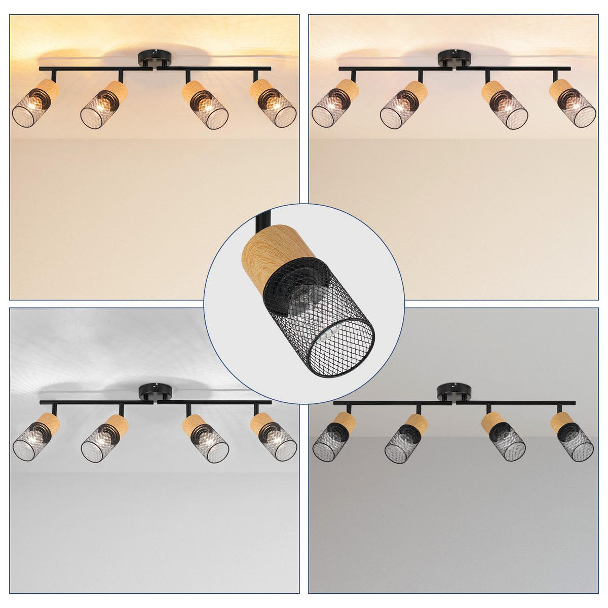 STRAHLER Wilhelmshaven 4-flammig 62.5/9/23 cm - Schwarz, Metall (62.5/9/23cm) - Nettlife