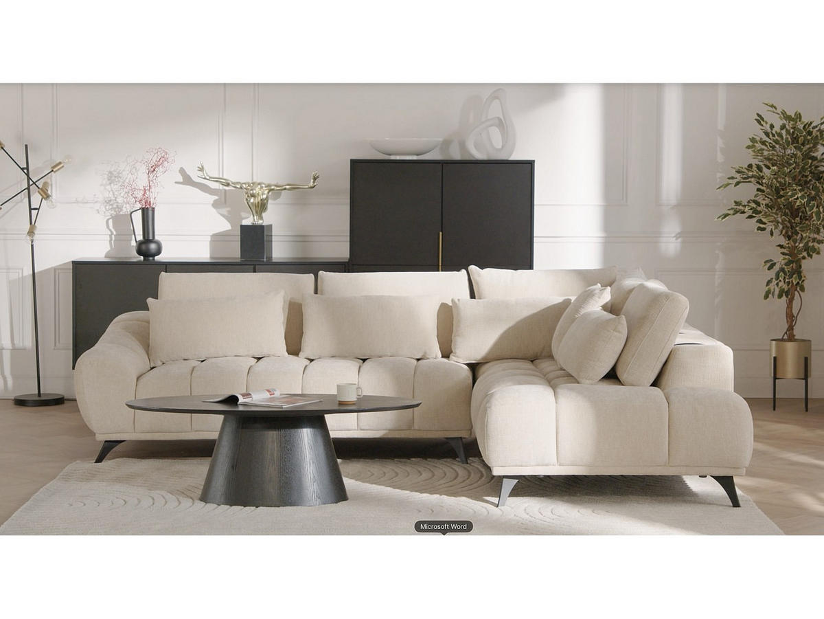 SOFA ohne Schlafmöglichkeit - 5 Personen - Samt - Beige - Beige, Textil (285/102/213cm) - Vente-Unique