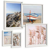 BILDER SET 5er Set - 50x50 cm & 20x30 cm & 40x60 cm Weißer Rahmen - Japanische Berglandschaften - Weiß, Kunststoff (40/60cm) - TULUP
