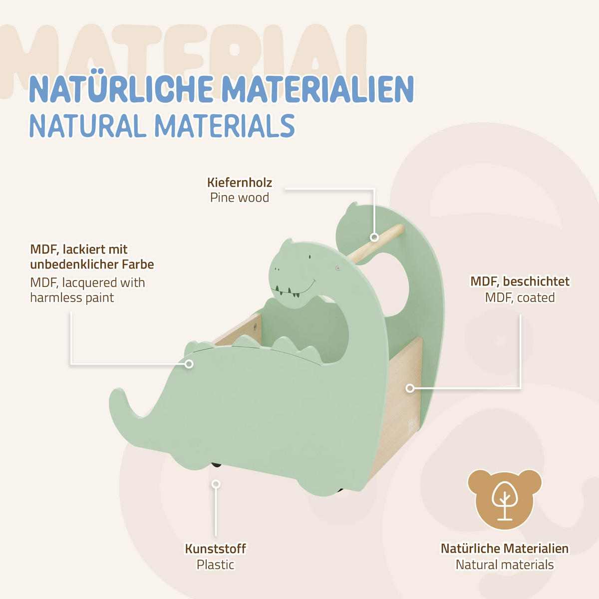 BÜCHERREGAL WANDREGAL FÜR KINDER - Naturfarben, Holz (57/49/31.5cm) - Joyz