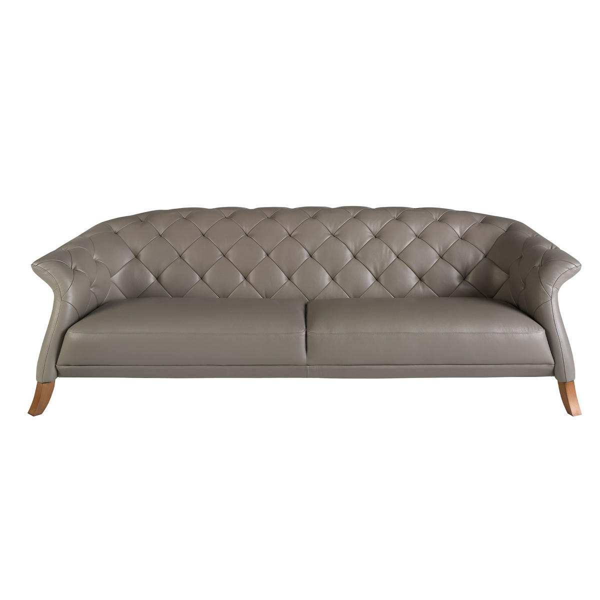 CHESTERFIELD-SOFA Klassisch Grau Honig 262/104/82 cm - Grau/Honig, Leder (262/82/104cm) - ANGEL CERDA