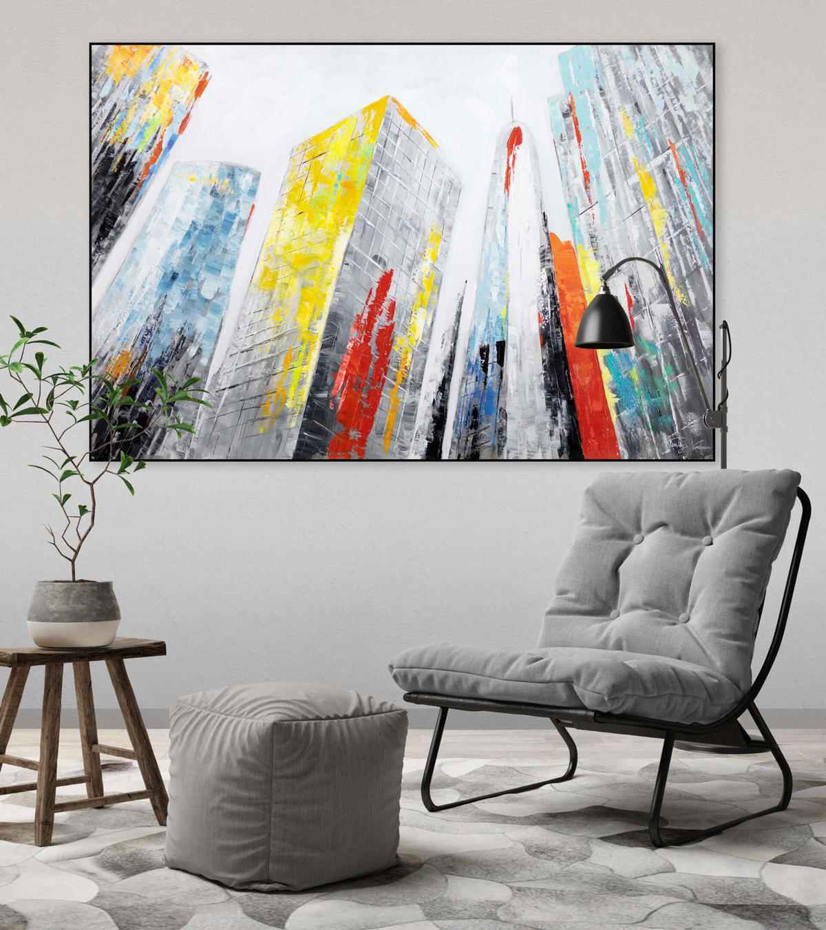 ACRYLBILD HANDGEMALT 120/80 cm - Multicolor/Grau, Holz/Textil (1.7/80cm) - KUNSTLOFT