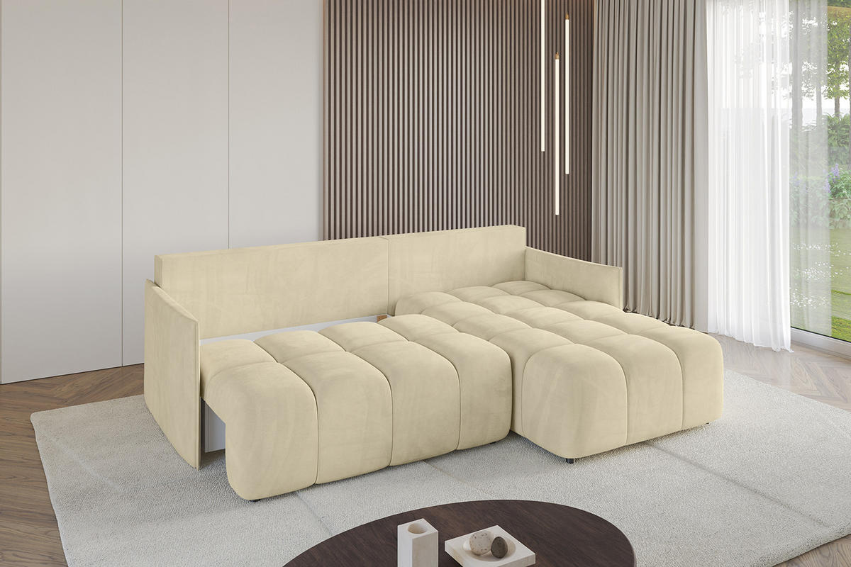 ECKSOFA Ottomane rechts LONLI-L 251x189x68 Taupe Velours - Taupe, Holzwerkstoff/Kunststoff (189/251cm) - ALTDECOR