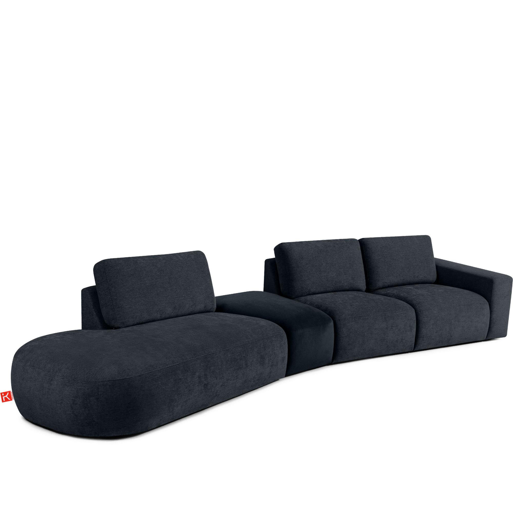 5-SITZER ECKSOFA ZUCCO Chenille links, Dunkelblau - Dunkelblau, Textil (430/84/105cm) - KONSIMO®