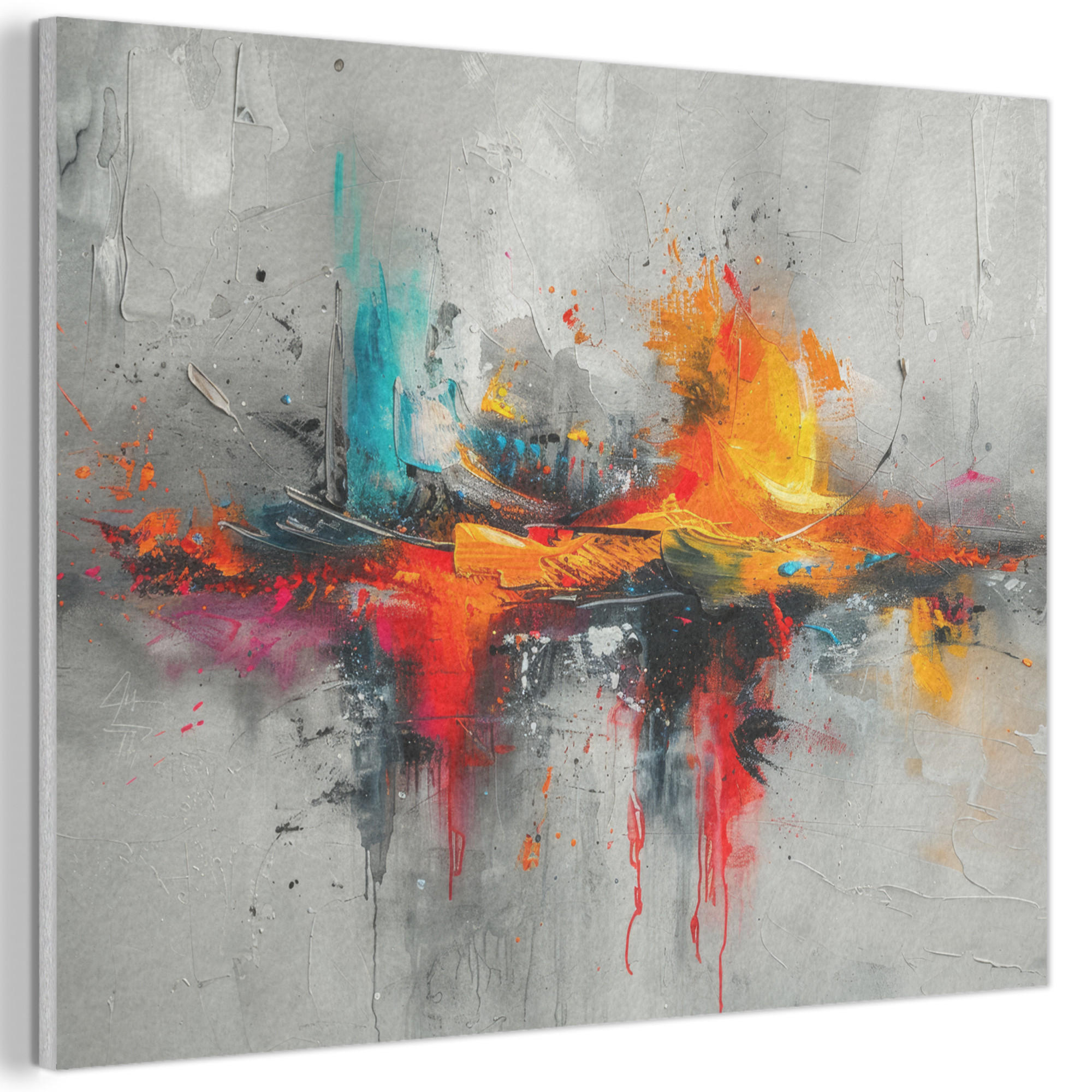 MuchoWow AKUSTICKÝ obraz Moderní umění - Oranžová - Šedá - Abstraktní 100x70 cm