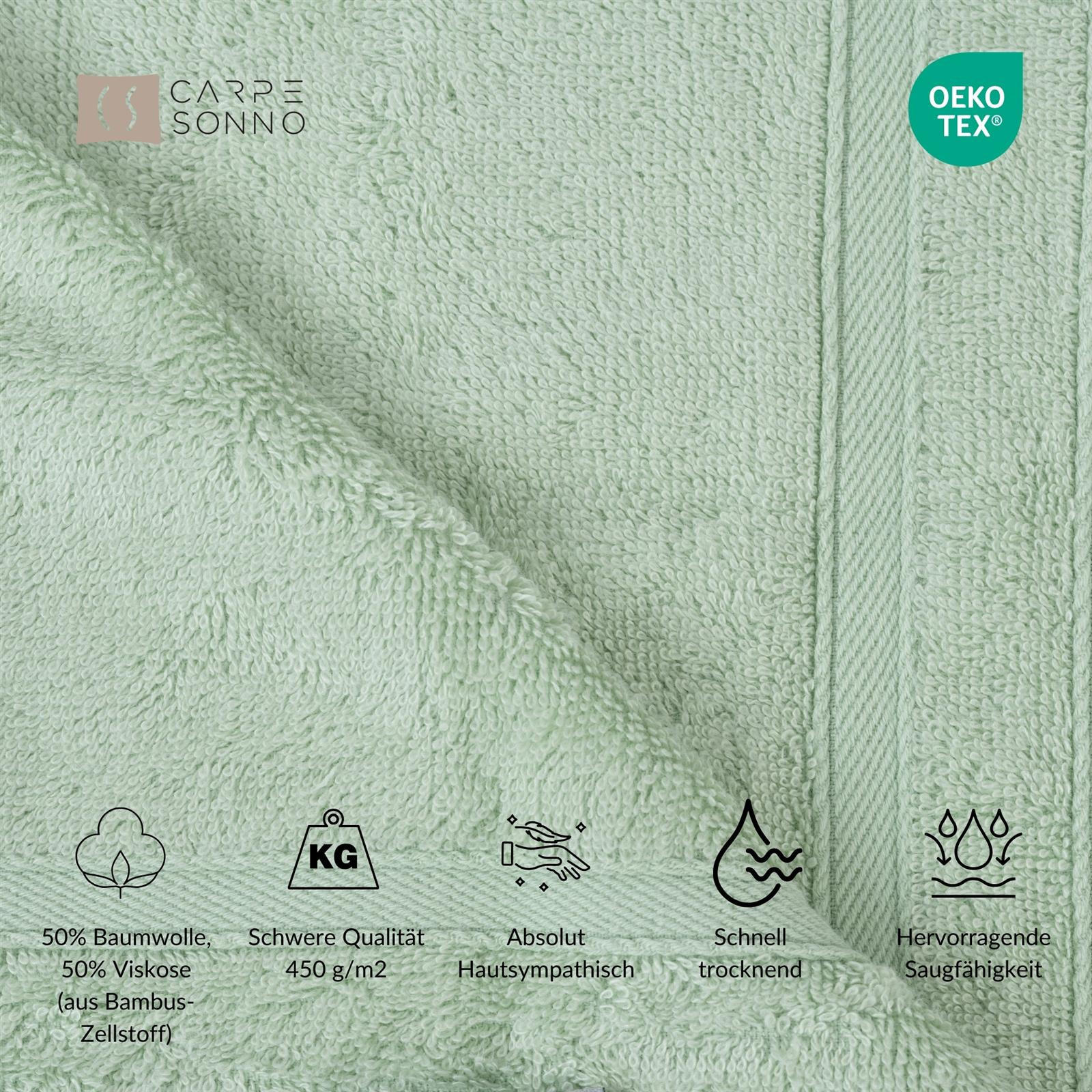 HANDTÜCHER 50x100 cm 450g/m2 im 4er Set, Handtuch Grün - Grün, Textil (50/100cm) - Carpe Sonno