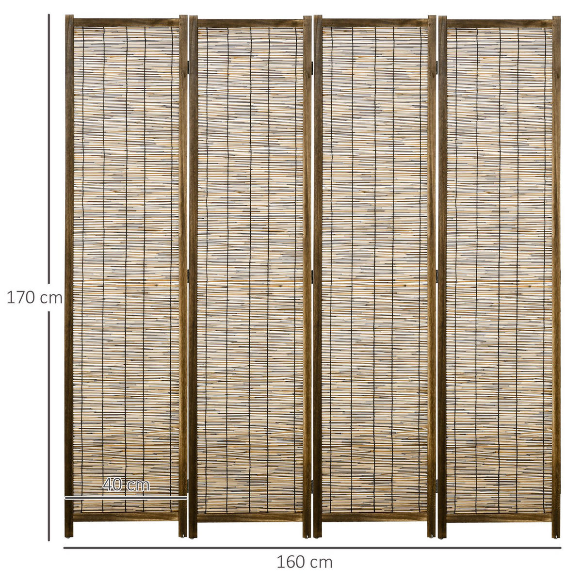 PARAVENT DE-14248 4-teilig, klappbar 160x170 cm Natur - Braun, Holz (160/170/1.8cm) - ComfortXL