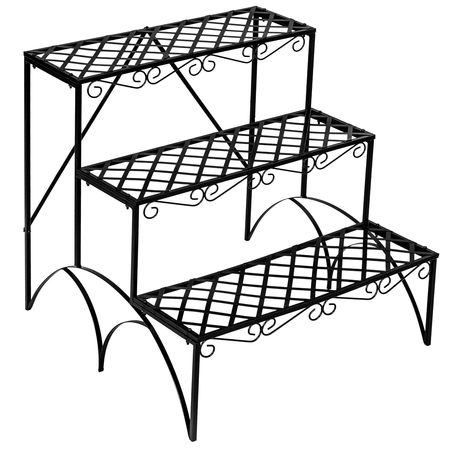 BLUMENTREPPE Michelle,60 x 60 x 60 cm,schwarz - Schwarz, Metall (60/60/60cm) - tectake