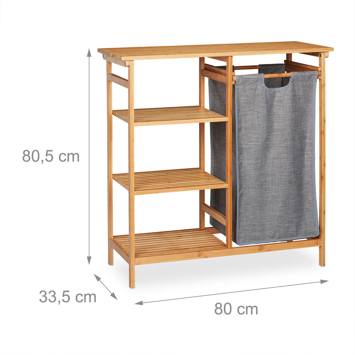 BADREGAL Wäschekorb - Hellbraun, Holz/Textil (80/80.5/33.5cm) - Relaxdays