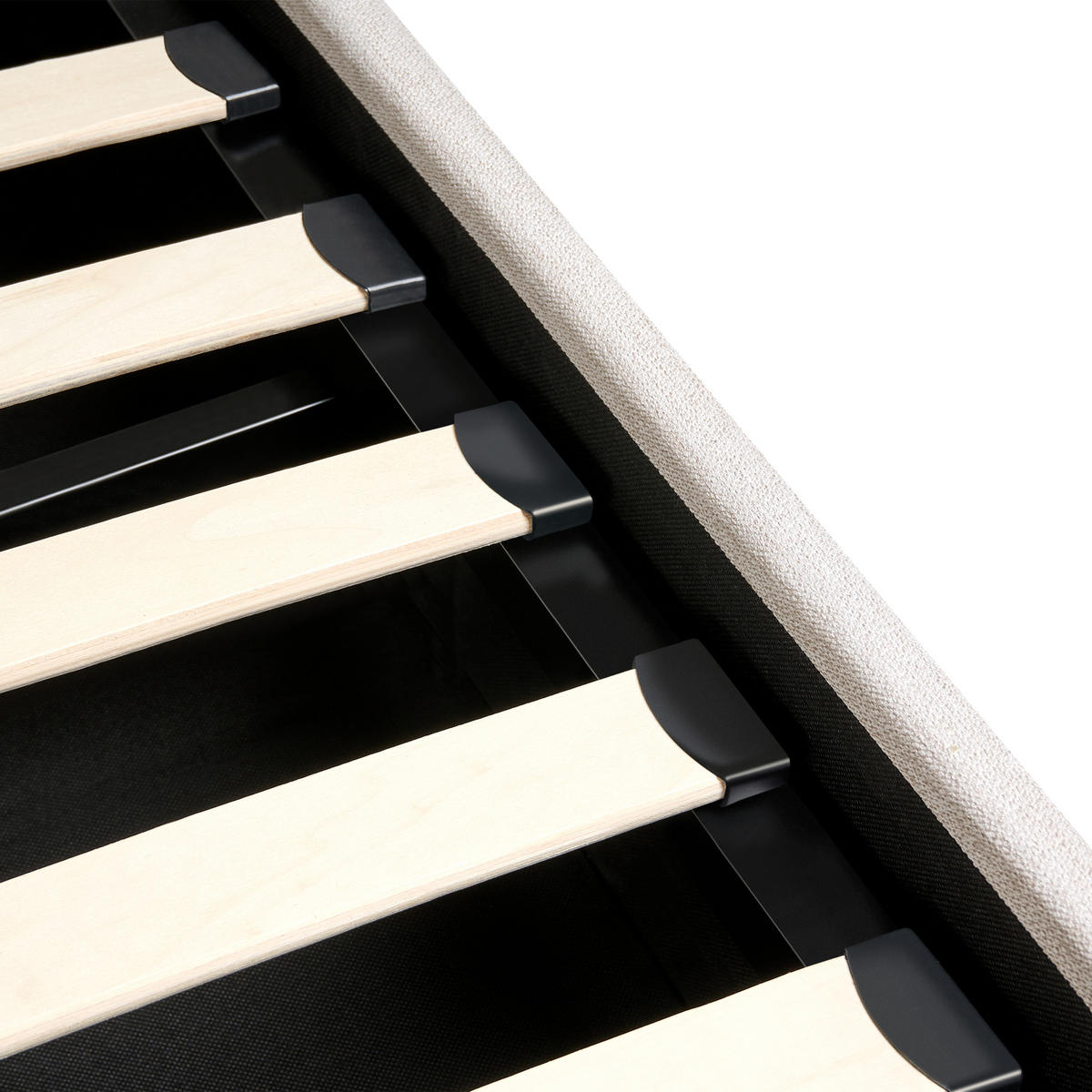 BETT mit Stauraum 140/200 cm Hellbeige Rouen - Beige, Textil (140/200cm) - Beliani