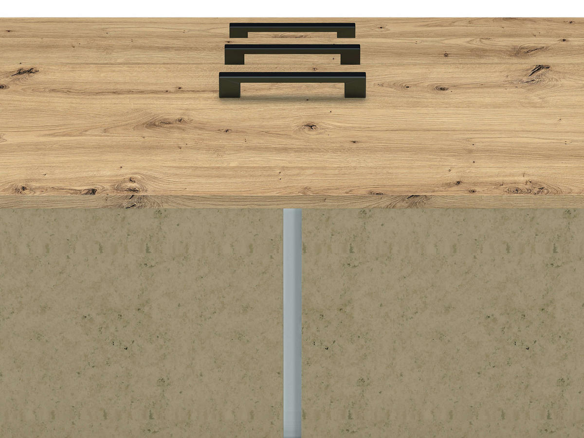 KOMMODE – 120 cm – Nevio – Schwarz / Eichefarben – KM-021 - Eichefarben/Schwarz, Holzwerkstoff (120/94/34cm) - hi-markt