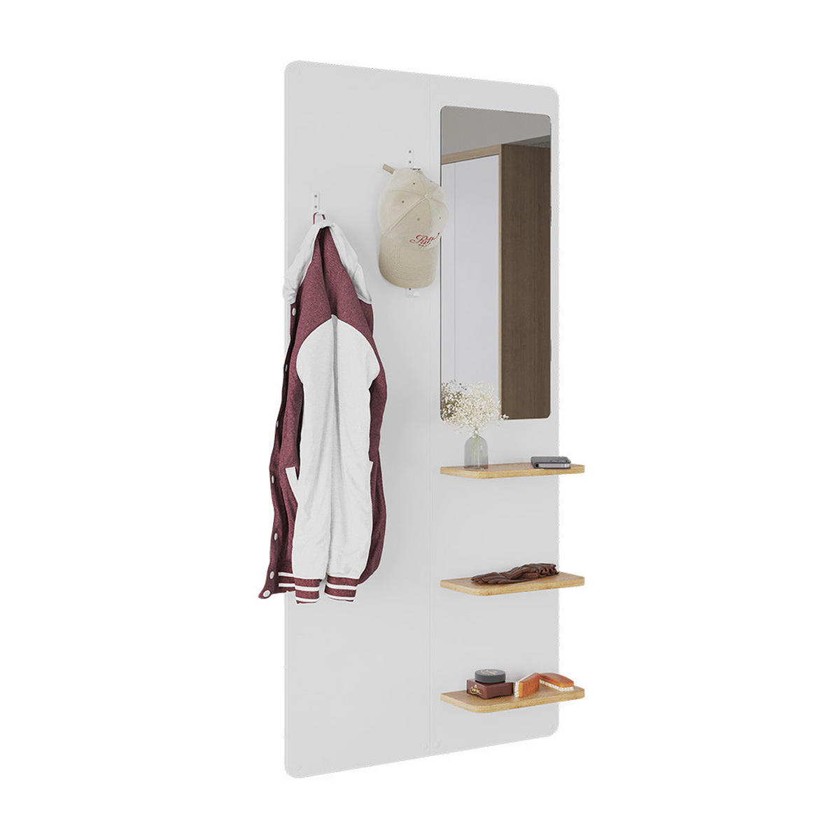 NÁSTĚNNÝ VĚŠÁK Jochen Bílá/dub - bílá/barva dubu, kompozitní dřevo (70/150/15cm) - Vicco