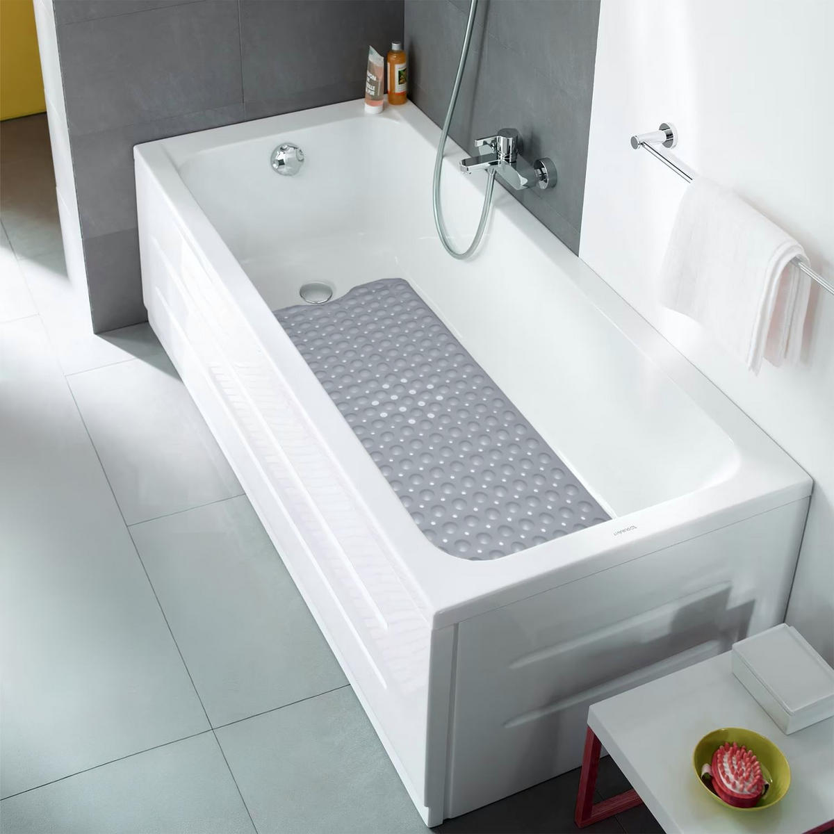 DUSCHMATTE Badewannenmatte 100/40 cm - Grau, Kunststoff (40/100cm) - Intirilife