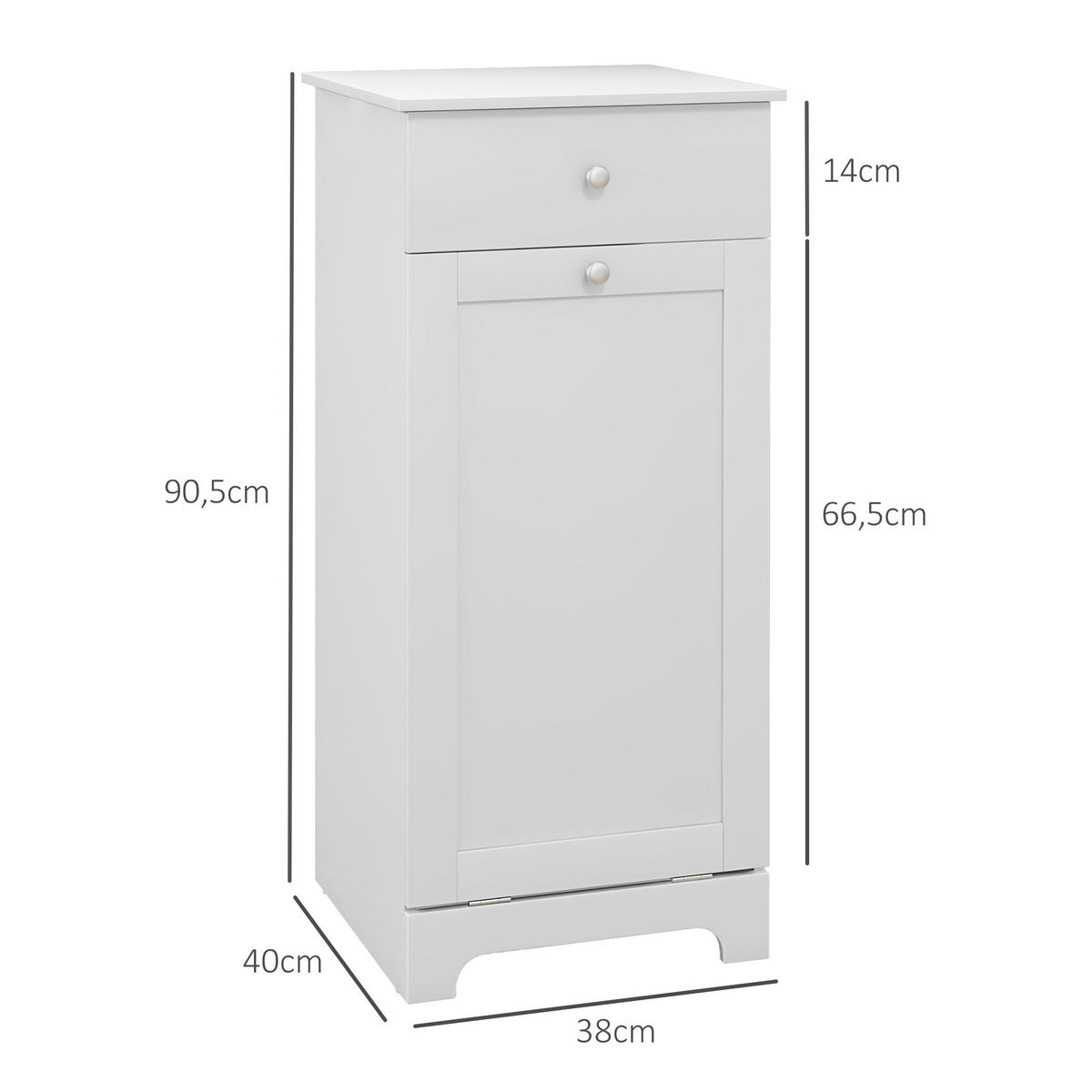 MIDISCHRANK DE-12422 mit wäschekorb 40/40/90 cm Weiß - Weiß, Holzwerkstoff (40/90.5/40cm) - ComfortXL