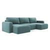 WOHNLANDSCHAFT Chenille Stoff Blau - Blau/Beige, Kunststoff/Textil (332/79/149cm) - Makamii