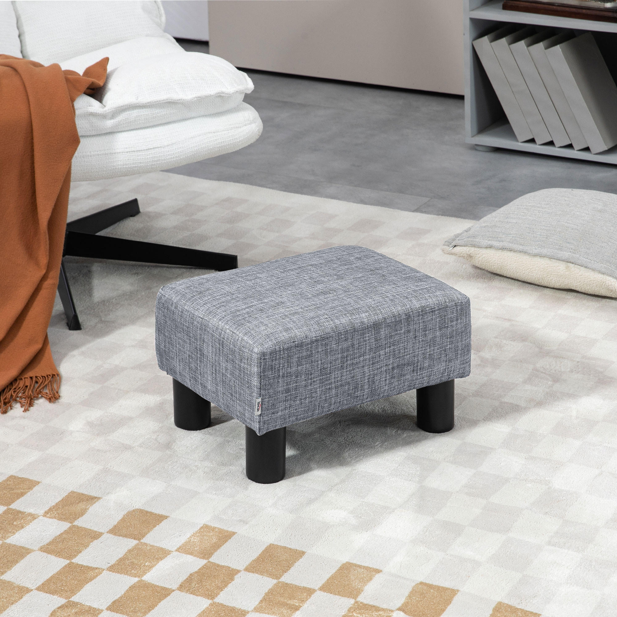 FUSSHOCKER, Polsterhocker, Stoff, Grau - Grau, Textil (30/24/40cm) - HOMCOM