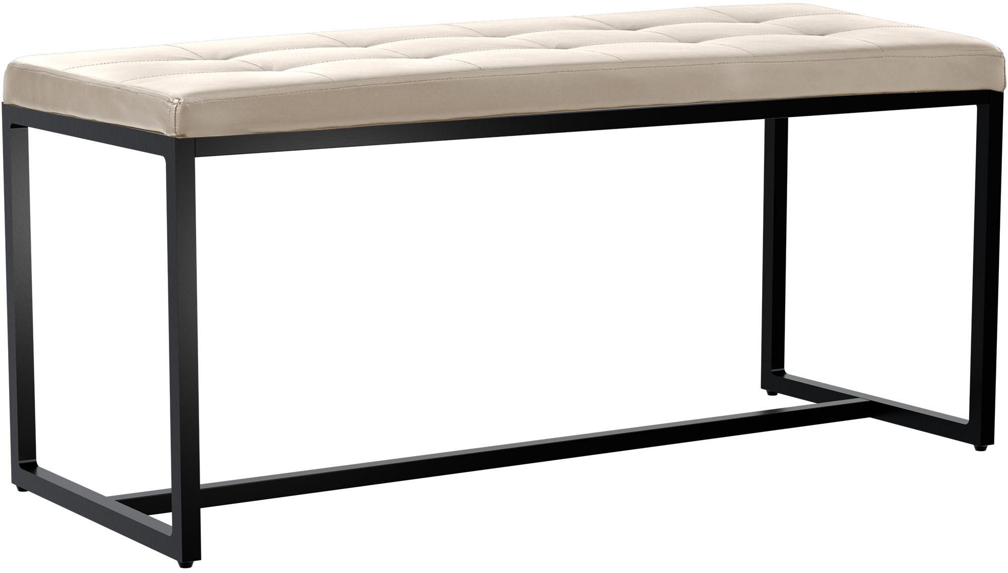 SITZBANK 100/40 cm Kunstleder creme - Creme/Schwarz, Textil/Metall (100/48/40cm) - CLP