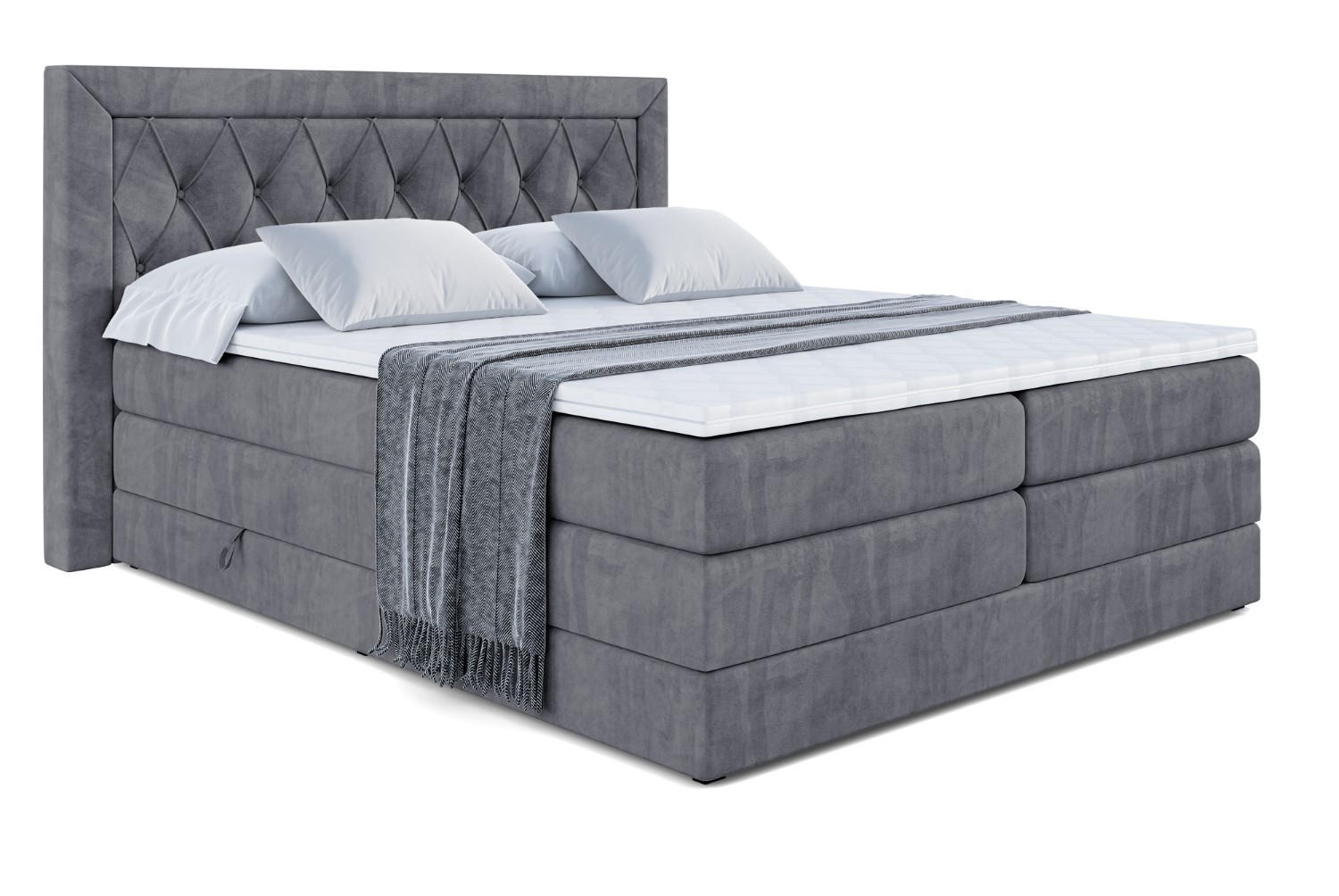 BOXSPRINGBETT NOEL KING - 120 x 200 - H3/H4 - Dunkelgrau - Dunkelgrau, Holzwerkstoff (120/200cm) - ALTDECOR