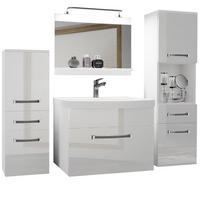 BADMÖBEL Badezimmer Weiß Glänzend - Weiß Hochglanz, Holz (140/113/40cm) - B BELINI GROUP
