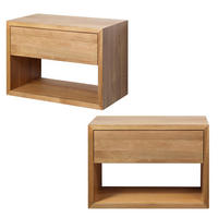 NACHTTISCH Hugo 2er Set, Eiche, 30/55/39 cm - Beige, Holz (55/39/30cm) - WOODEK