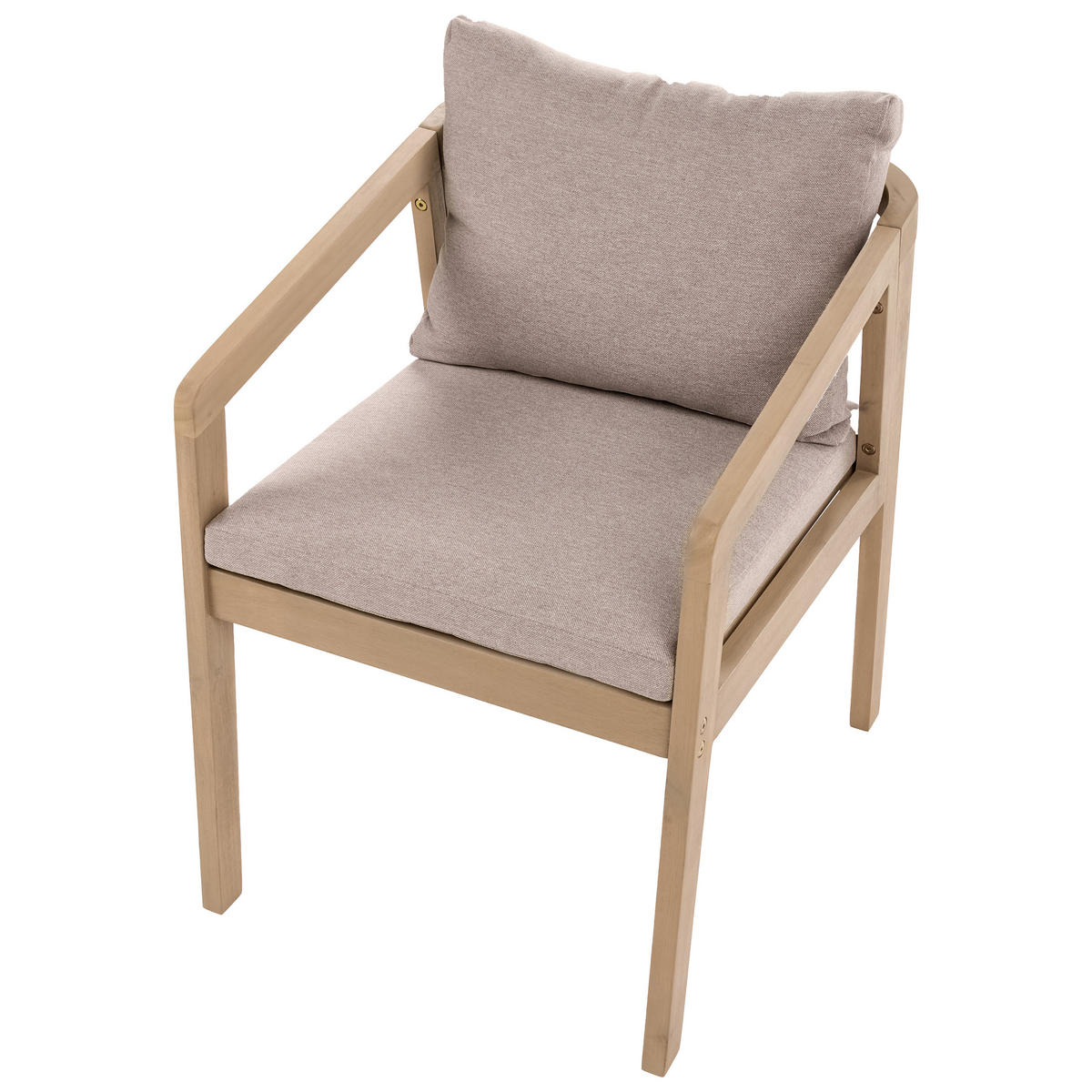 STUHL 2er-Set und Sitzkissen zertifiziertes Akazienholz Hellbraun Toscanella - Hellbraun/Beige, Holz (53/83/67cm) - Beliani