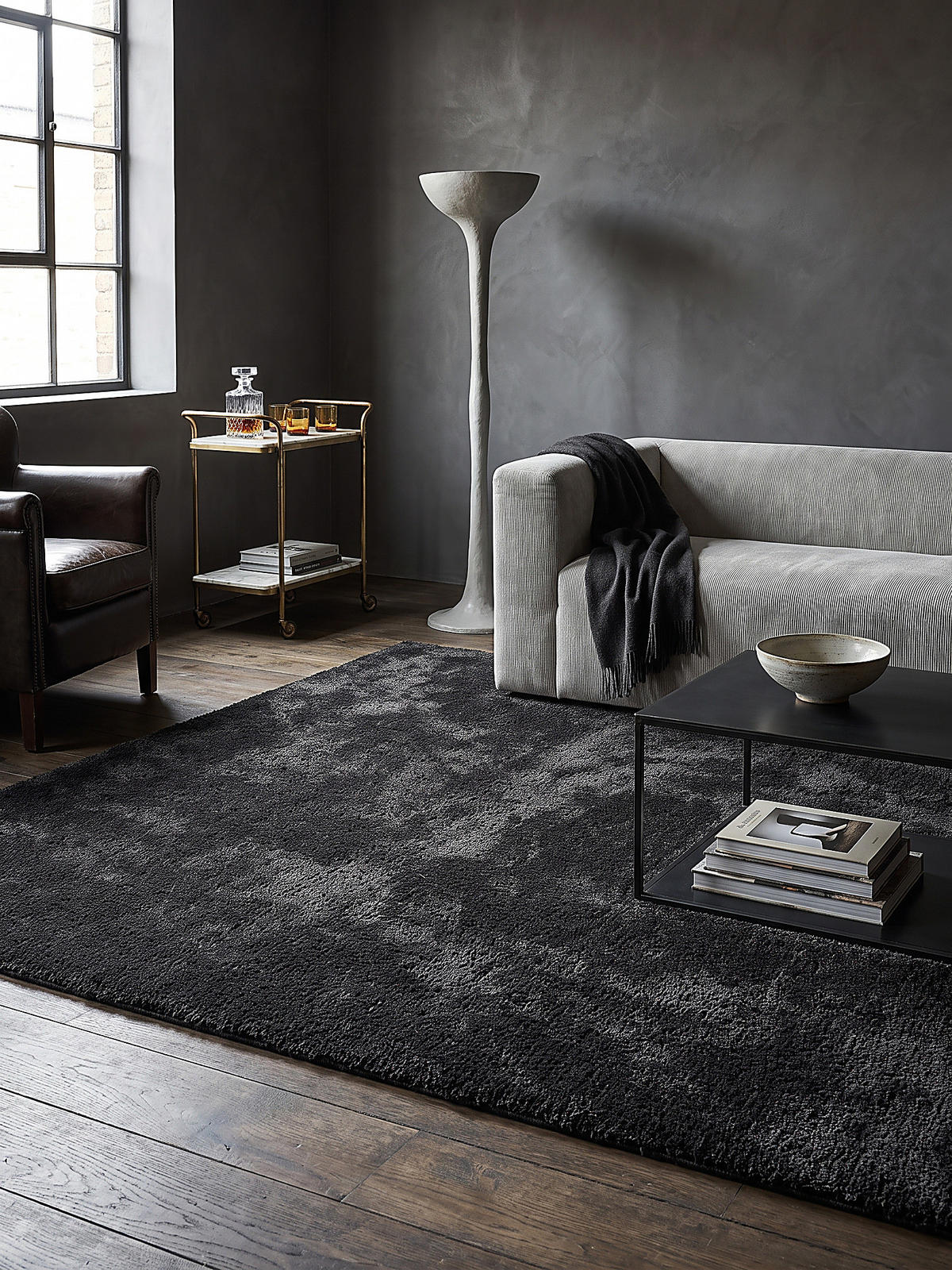 TEPPICH Hochflor ZINAL Uni Polyester Anthrazit 120 x 170 cm - Anthrazit, Textil (120/170cm) - KADIMA DESIGN