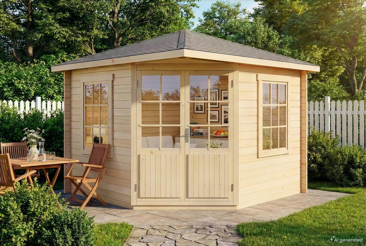 GARTENHAUS Holz Monica - Naturfarben, Holz (320/266/320cm) - Alpholz