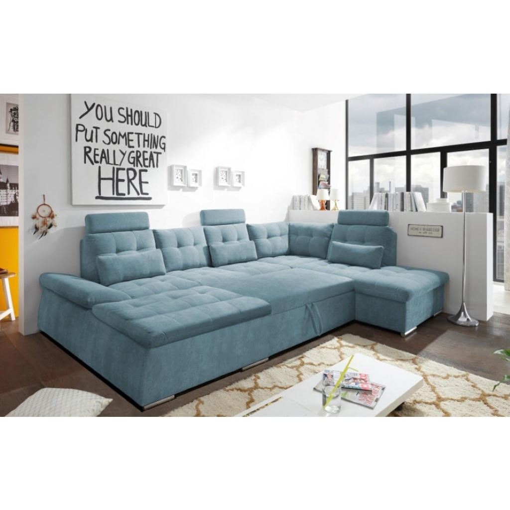 Thumbnail - ed exciting design Wohnlandschaft, Blau, Textil, 5-Sitzer, U-Form,L-Form, 219x103x324 cm, Wohnzimmer, Sofas & Couches, W...