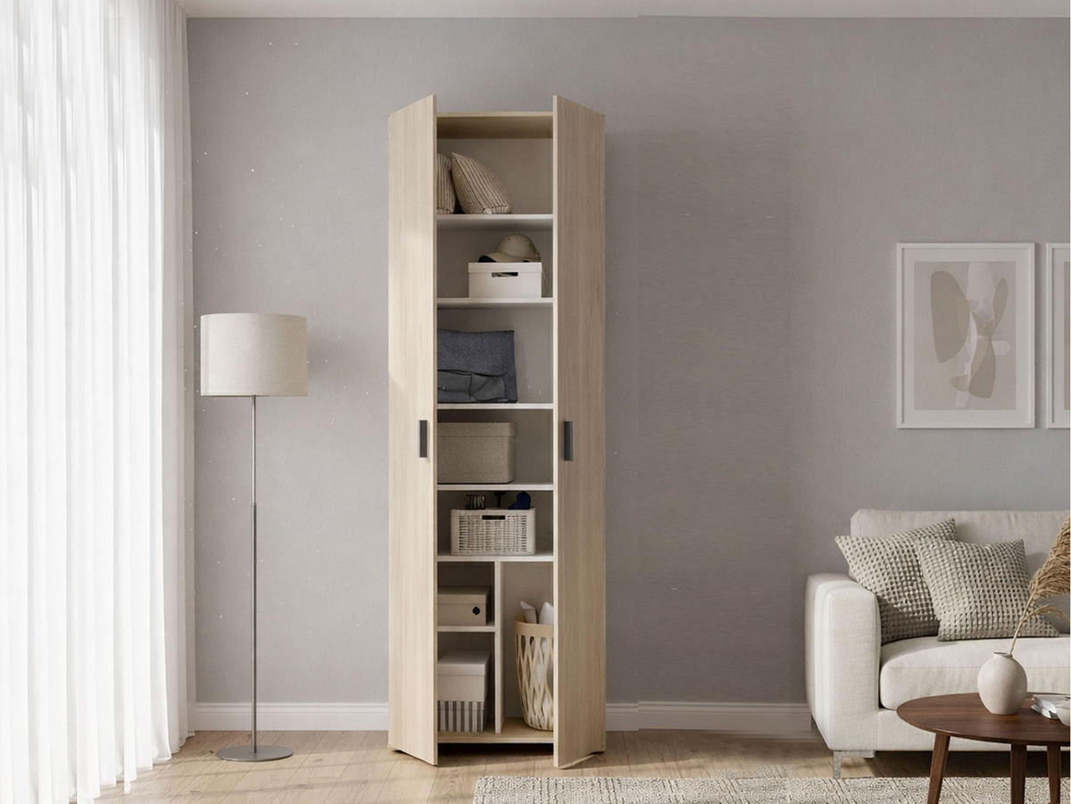 2-TÜRIGER MEHRZWECKSCHRANK Eiche 35/61/190 cm - Braun, Holzwerkstoff (61/190/35cm) - DMORA