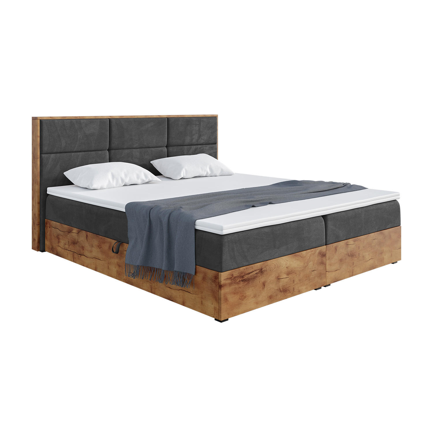 Meblini Boxbett Schwarz 160x200 cm