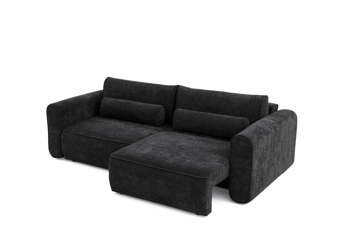 ECKSOFA Motion mit Schlaffunktion Funktional 3-sitzer Sofa - Schwarz, Textil (250/120cm) - Muffo