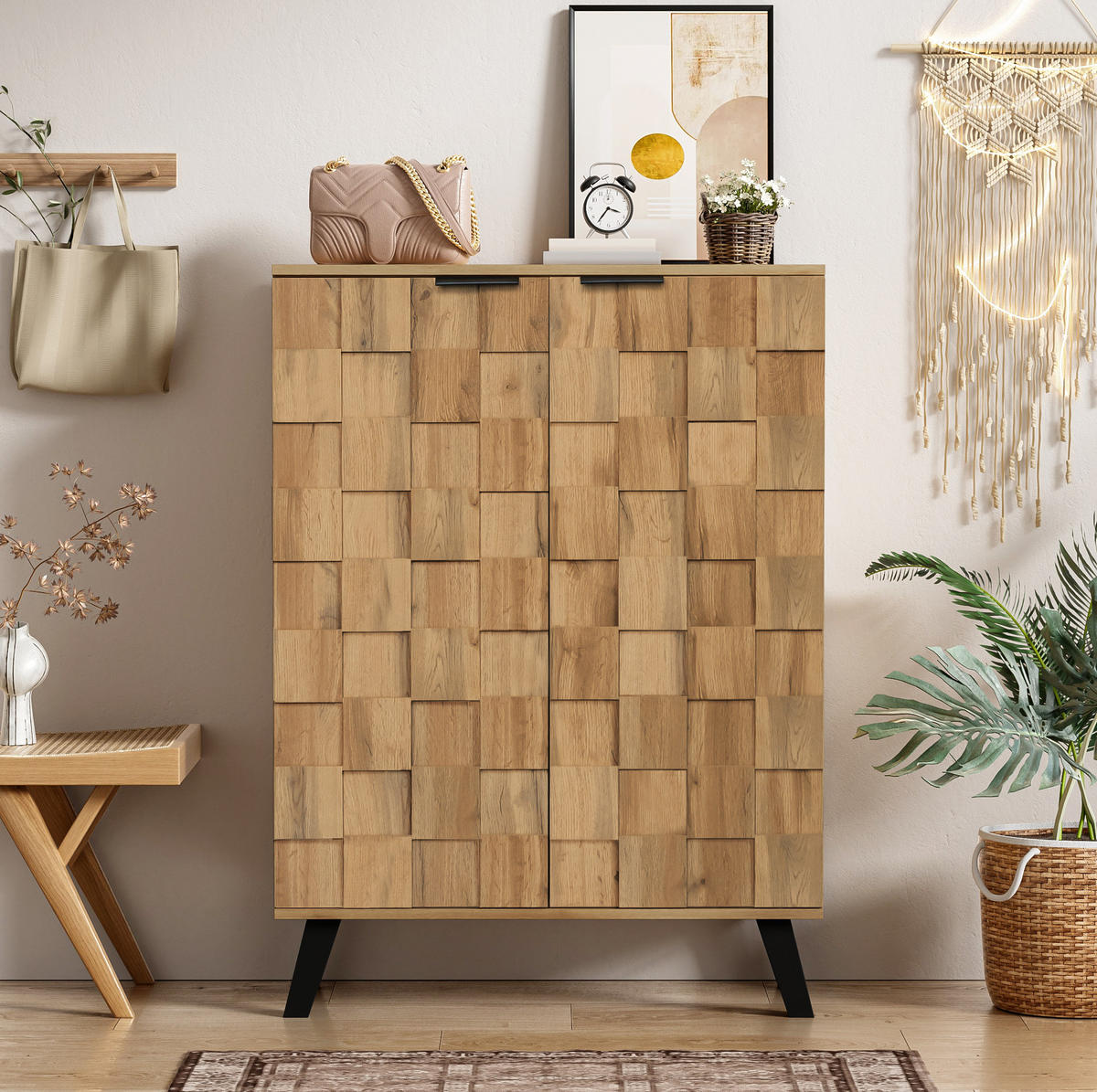 KOMMODE aus Spanplatte 80,5x35x109,5cm in Naturfarben - Naturfarben, Holzwerkstoff (80.5/109.5/35cm) - Modfu
