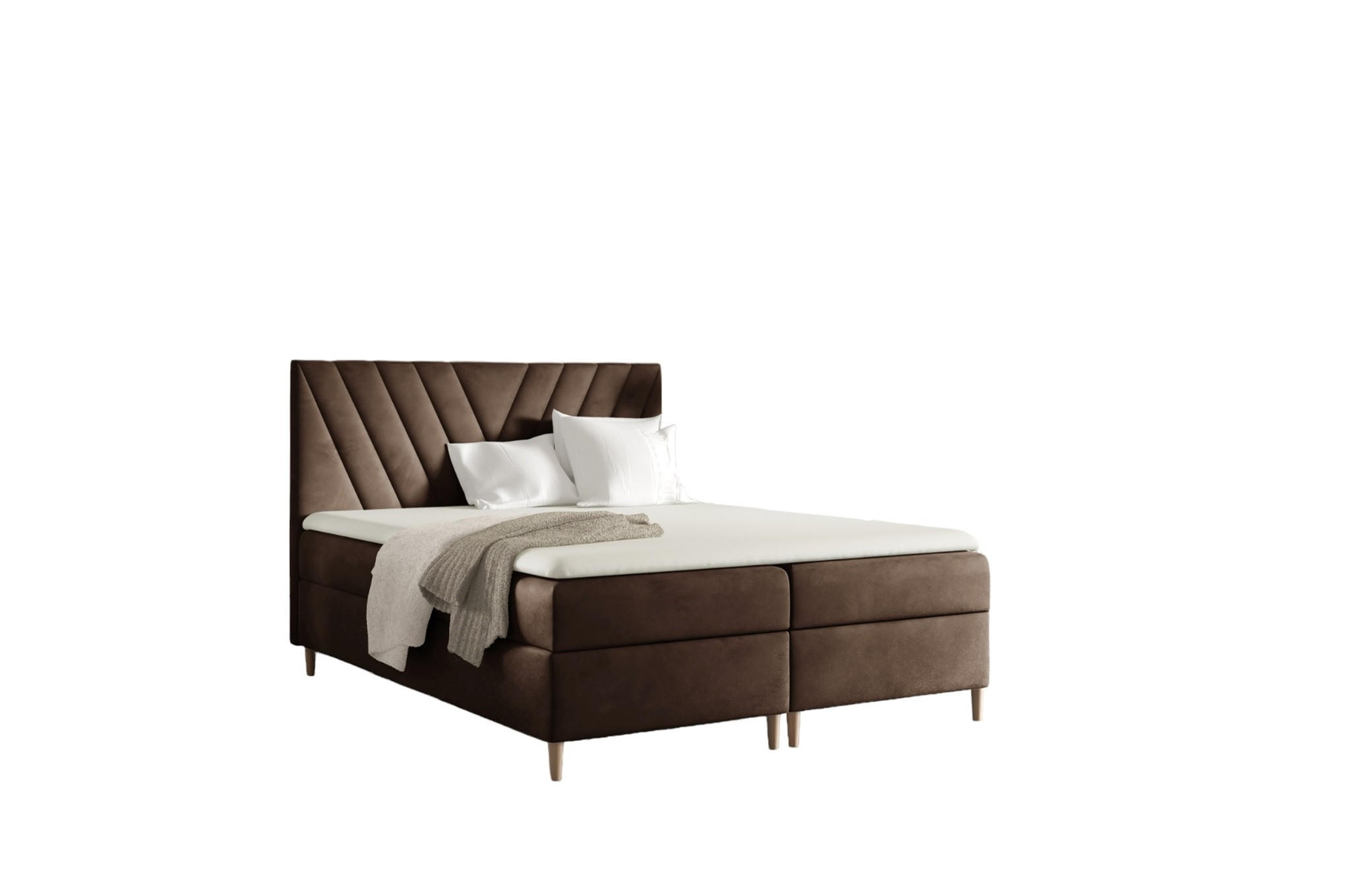 BOXBETT Espen In überlänge - Braun, Holzwerkstoff/Textil (120/220cm) - Fun Möbel