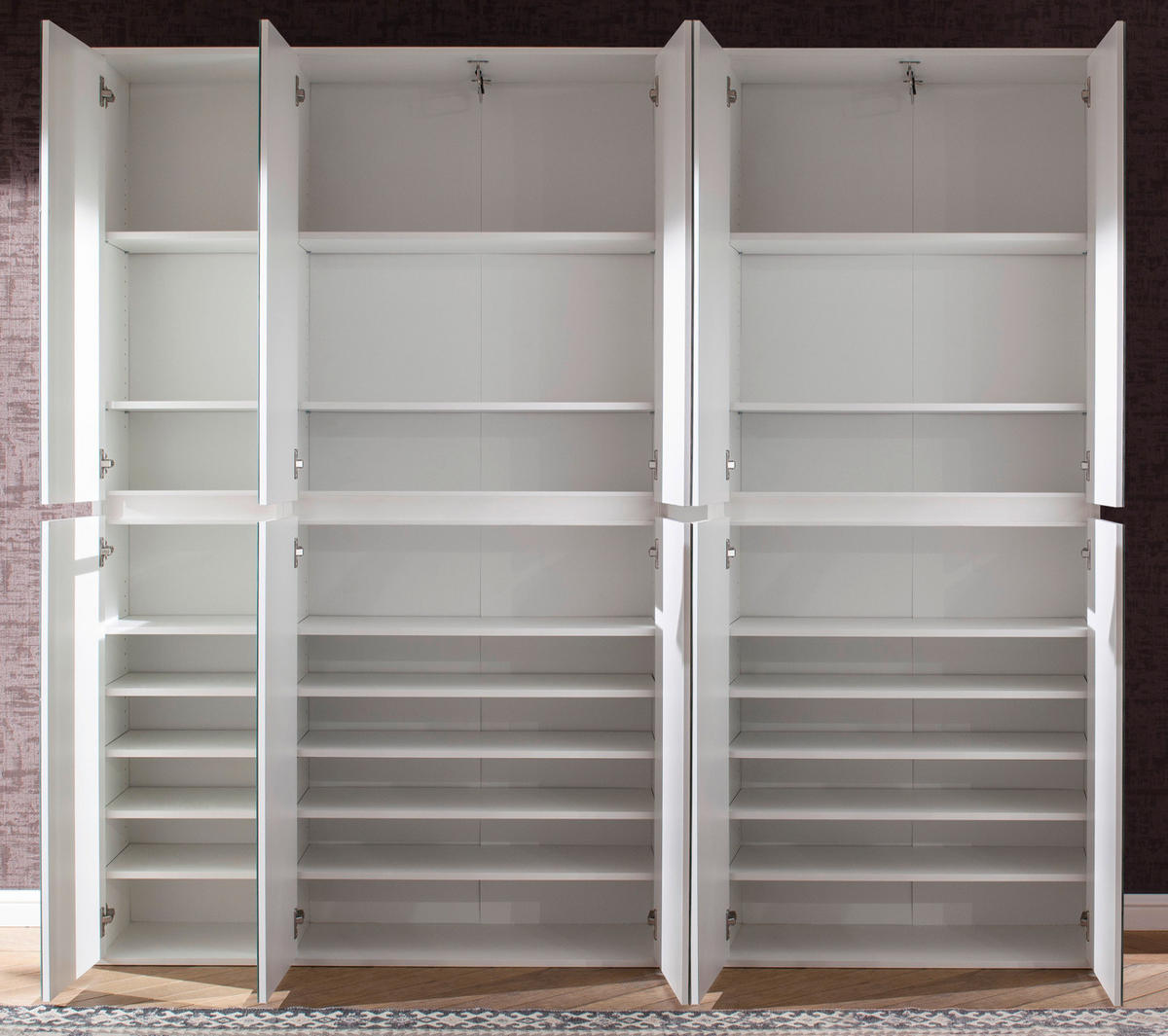 GARDEROBENSCHRANK weiß 185 x 191 cm, Schuhschrank mit Spiegeltüren - Weiß, Glas/Holzwerkstoff (185/191/34cm) - Top.Furn