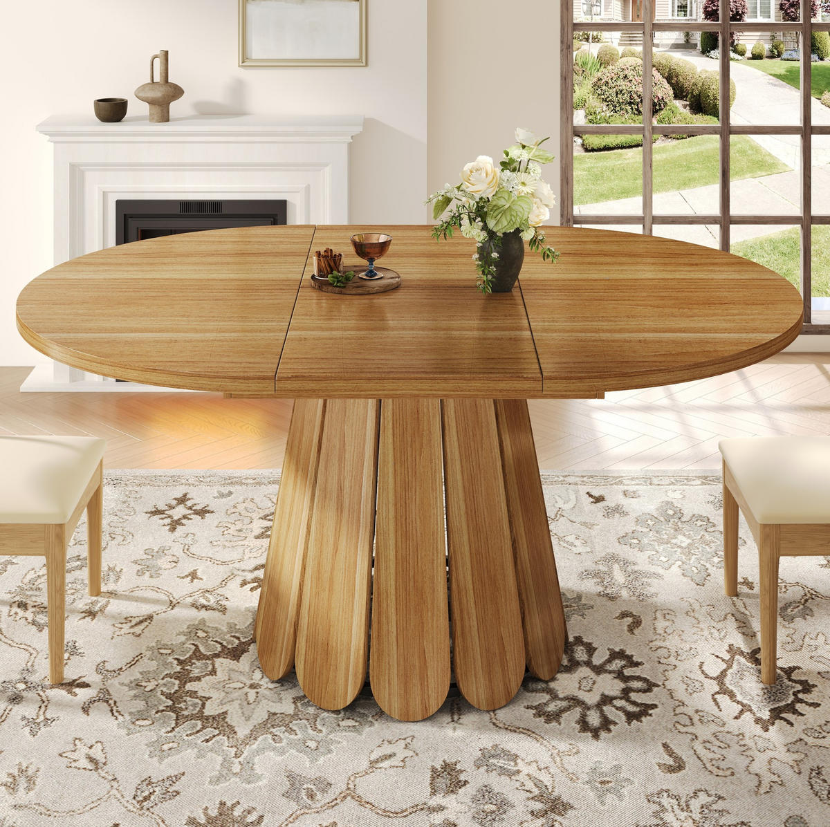 ESSTISCH 118/76,8/118 cm Braun aus MDF und Metall mit Ausziehfunktion - Braun, Holzwerkstoff (118/118/76cm) - OKMYHOME