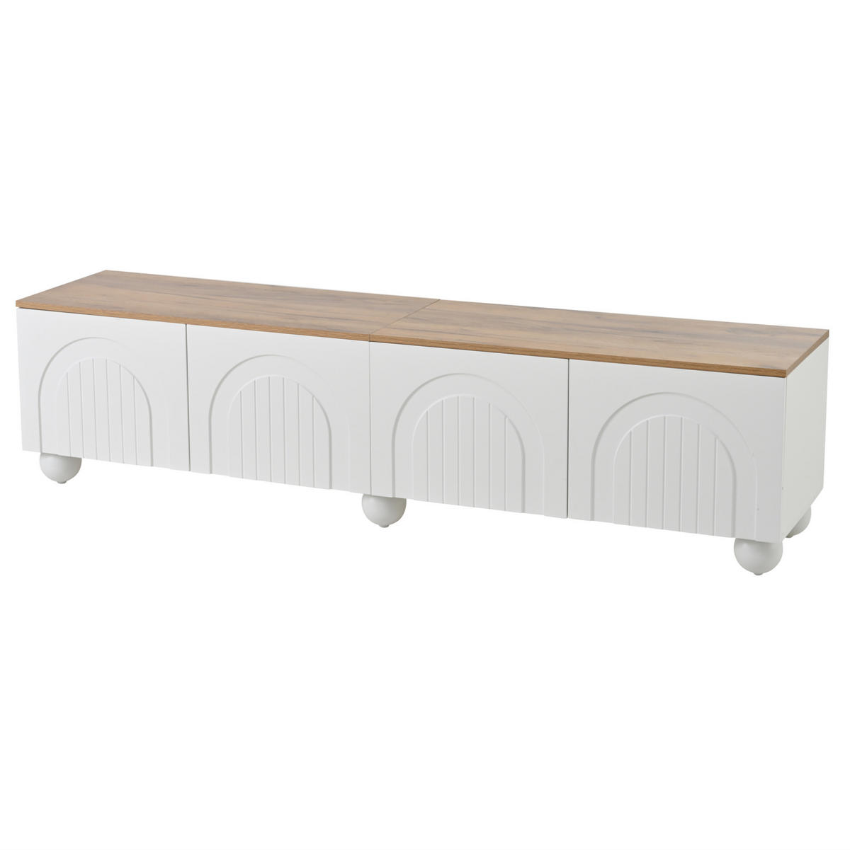 TV-ELEMENT mit 4 Türen 180 x 40 x 45 cm Weiß Holzoptik - Weiß, Holzwerkstoff (40/45/180cm) - Beauniv