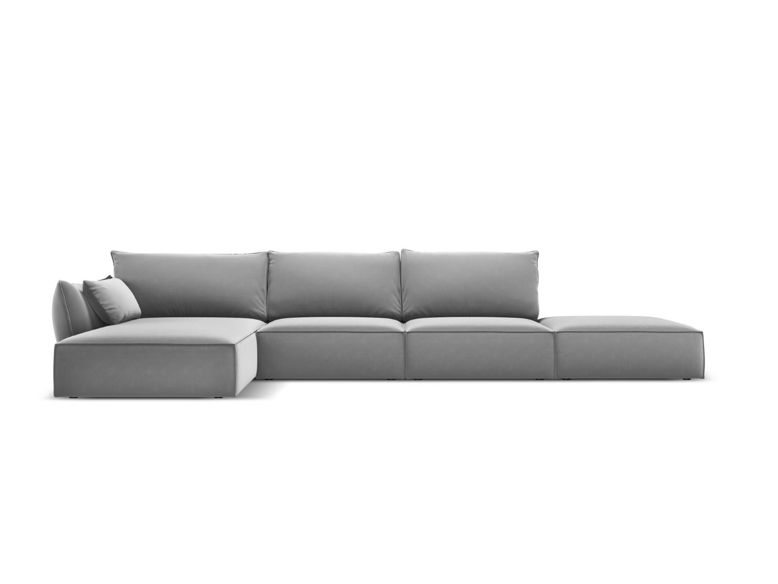 ECKSOFA links Kaelle aus Samt grau 5 Sitzplätze - Grau, Textil (171/364cm) - Micadoni