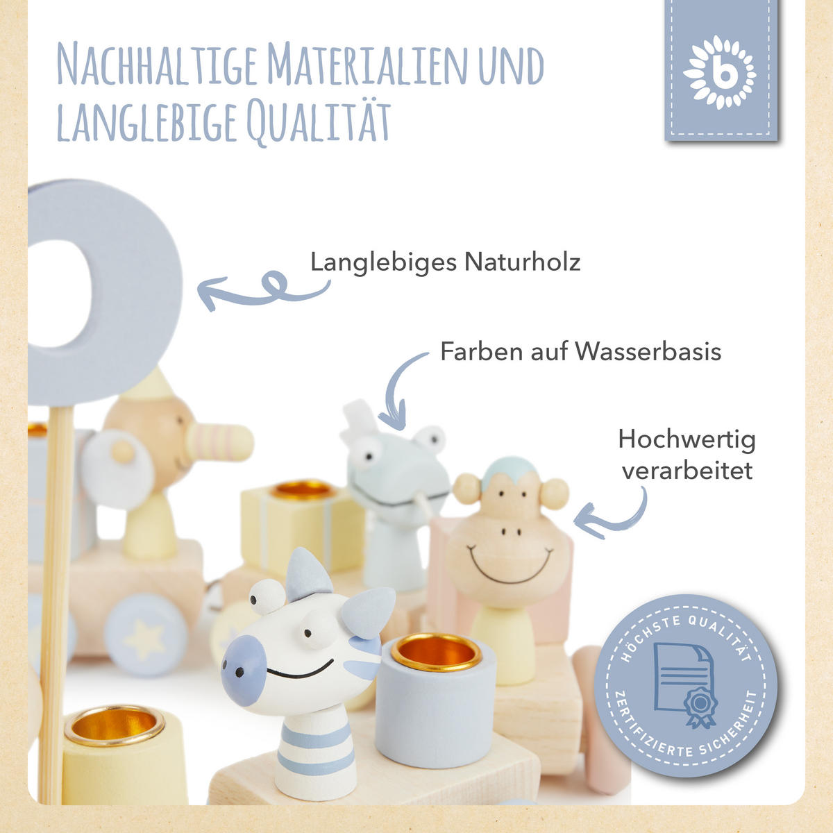 GEBURTSTAGSZUG Holz Scandi-Chic Candy 0- - Multicolor, Holz (5/48cm) - Bieco Spielwaren