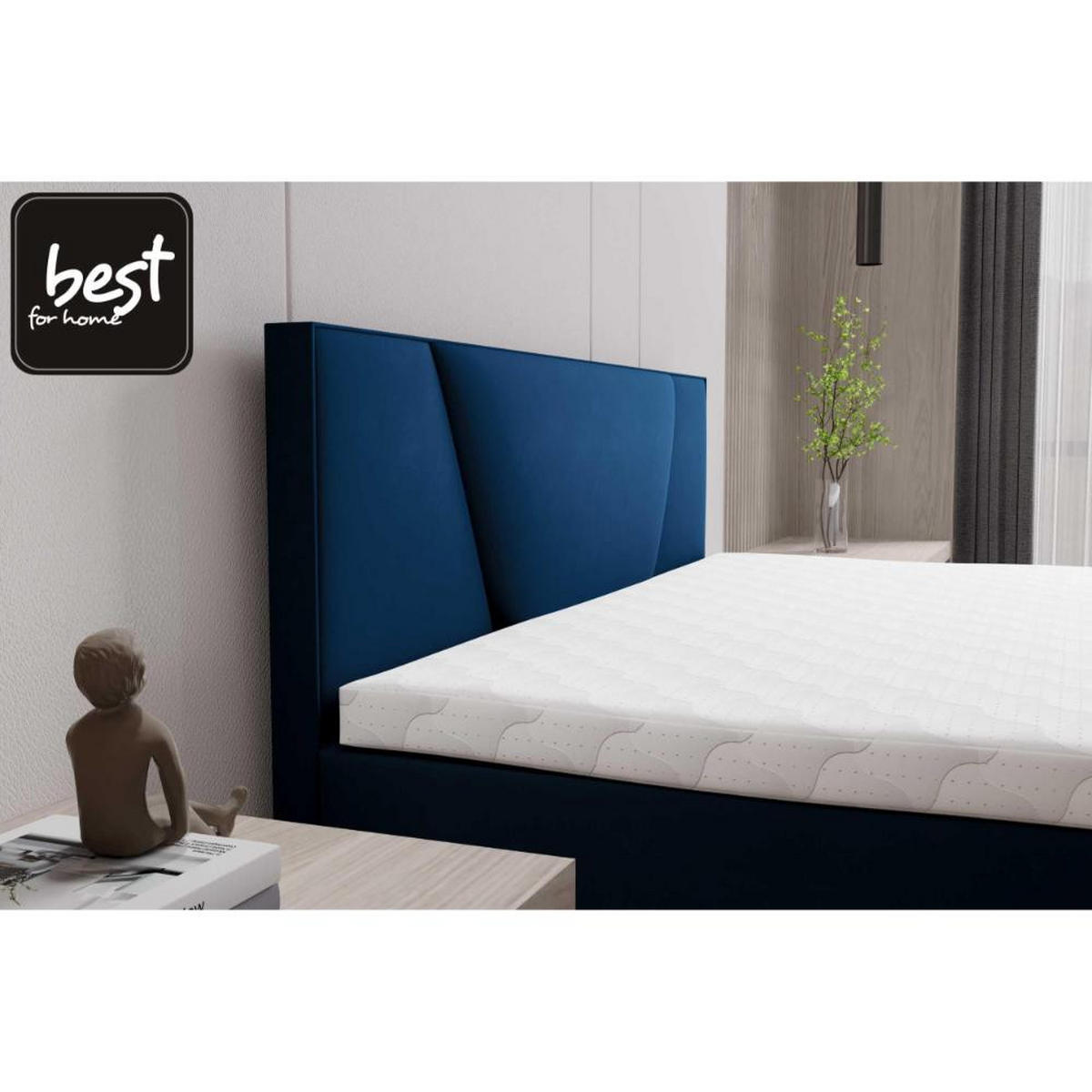 BOXBETT Jubilee Bonellfederkern inkl. Topper - Blau, Holz/Holzwerkstoff (140/200cm) - Best For Home