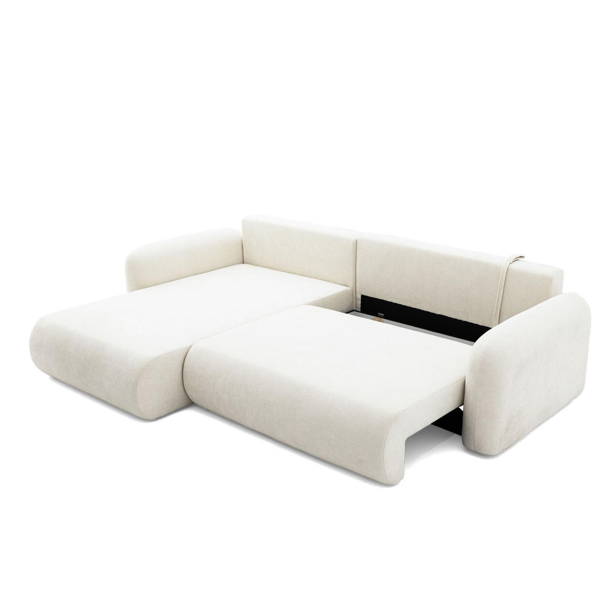 ECKSOFA NEST L Universal mit Schlaffunktion 157x240 Webstoff Weiß - Schwarz/Weiß, Holz/Textil (280/187cm) - Muffo