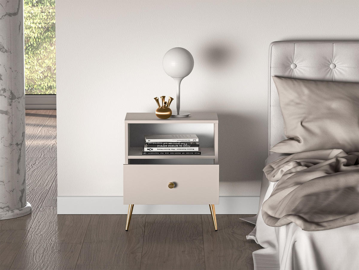NACHTTISCH Selgin Greige 50 cm - Taupe/Goldfarben, Holzwerkstoff/Metall (50/60/33.4cm) - Selsey