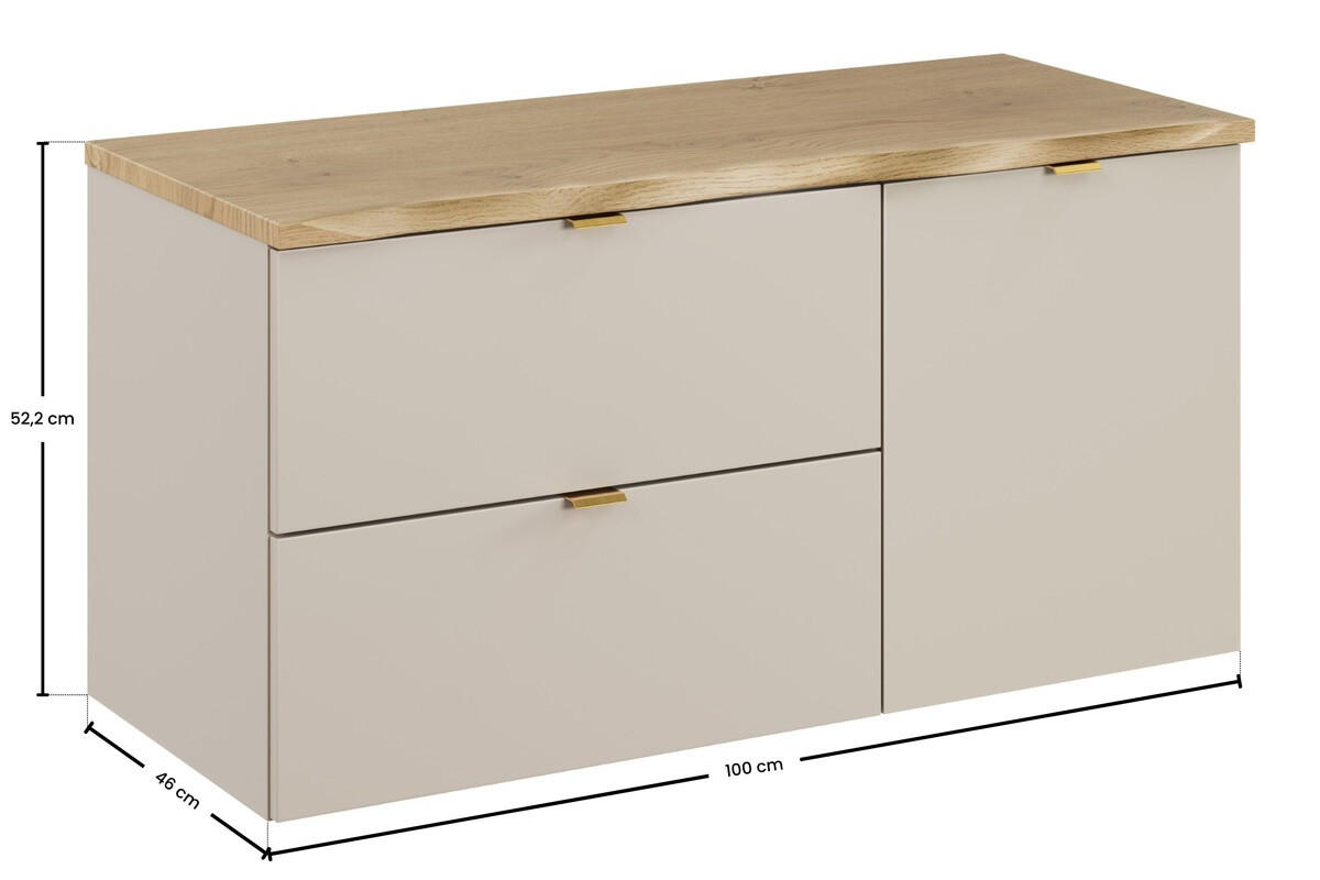 WASCHTISCHUNTERSCHRANK 100 cm 3Teile - Dalia Cashmere D BM356 in Kaschmir/Matt - Kaschmir, Holz (100/50/48cm)