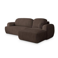 ECKSOFA MODENZA P R-S Braun Kordstoff mit Schlaffunktion - Braun, Holz (266/148cm) - MASSENO