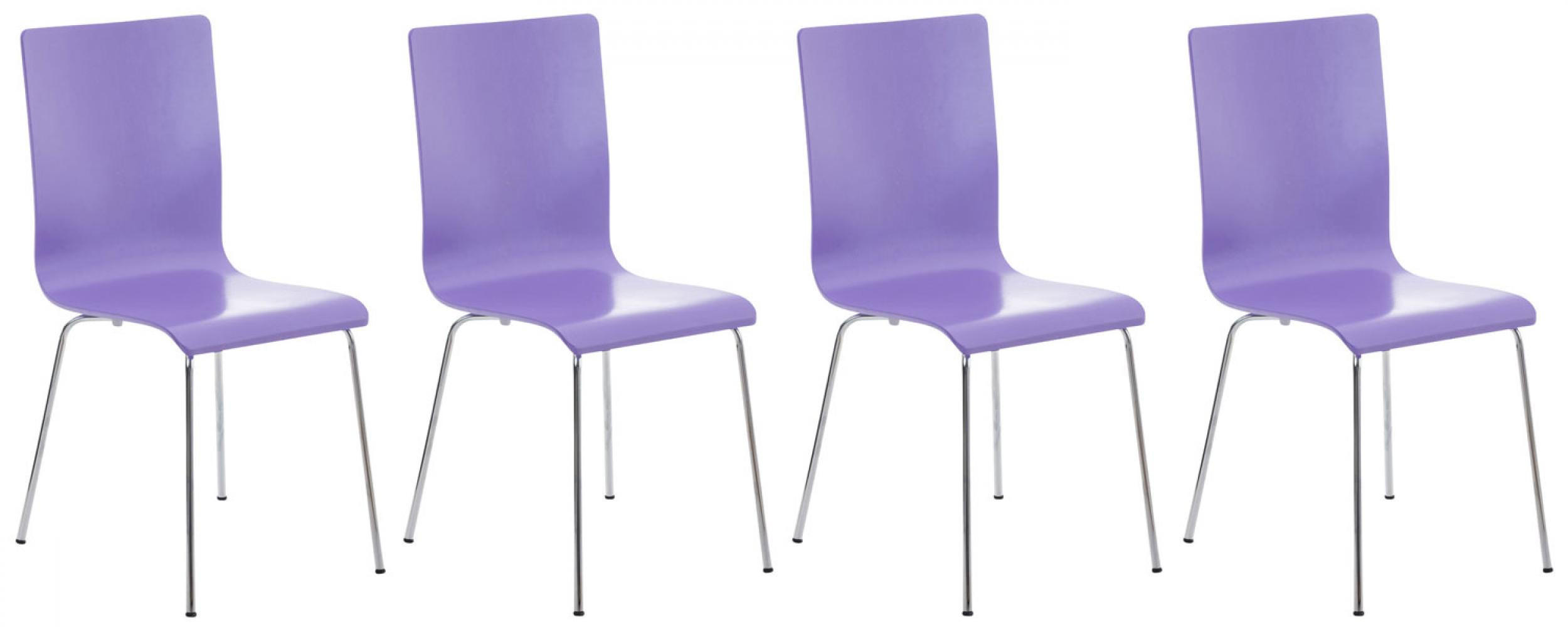 BESUCHERSTUHL 4er Set Holz lila - Lila, Holz/Metall (43/87/47cm) - CLP