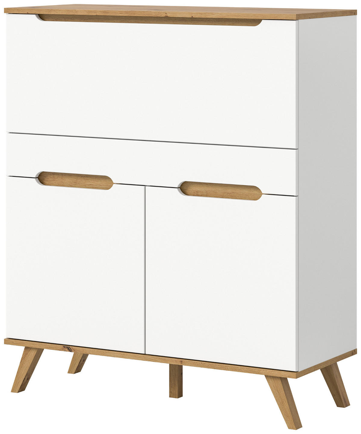 SEKRETÄR weiß, Eiche 100 cm skandinavisch, Schreibtisch mit Soft-Close - Eichefarben/Weiß, Holzwerkstoff/Metall (110/40/118cm) - Inn.Furn