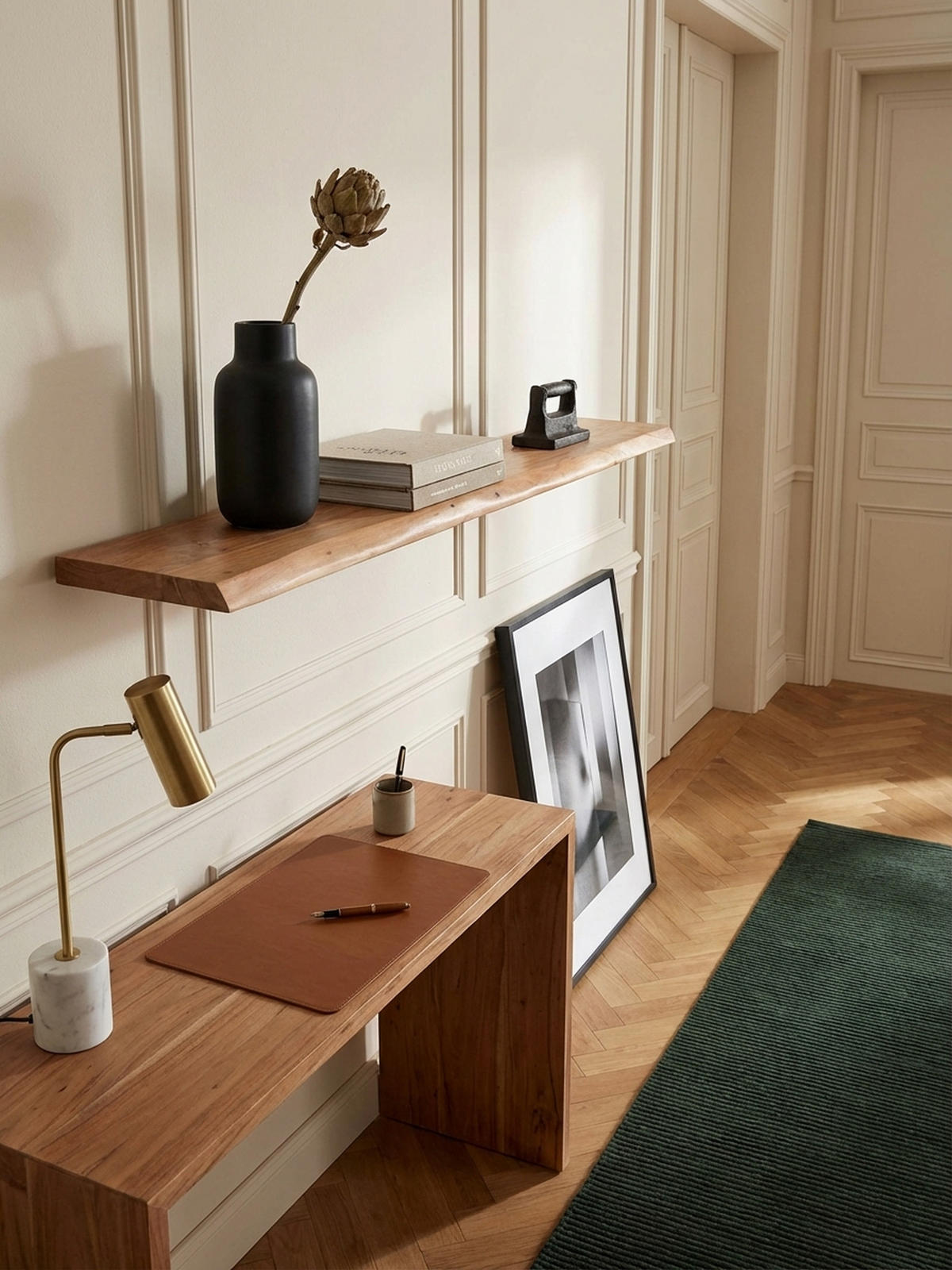 WANDREGAL Akazienholz Baumkante Rustikal, Beige 160x26x4 cm - Beige, Holz (160/4/26cm) - KADIMA DESIGN