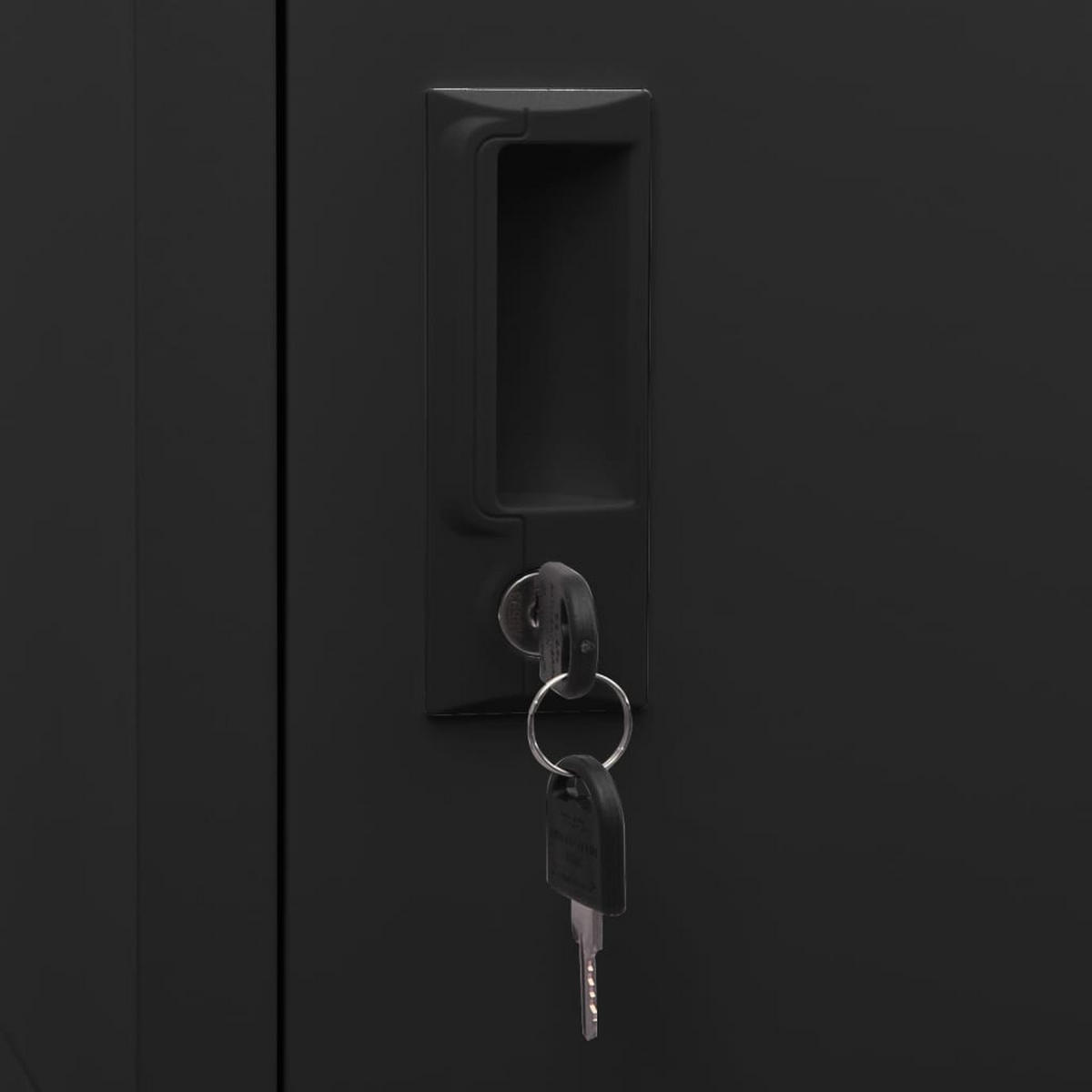 SCHLIESSFACHSCHRANK mit 4 Schließfächern, 38/45/180 cm, aus Stahl, in Schwarz - Schwarz, Metall (38/180/45cm) - vidaXL