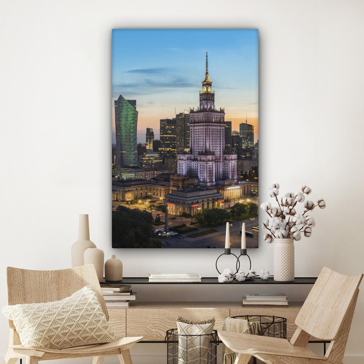 LEINWANDBILD Polen - Sonne - Warschau 80x120 cm - Blau, Textil (80/120cm) - MuchoWow