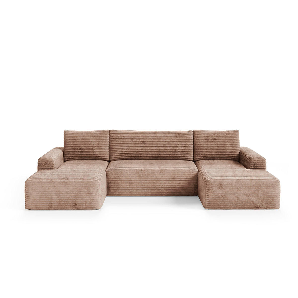 PANORAMASOFA Romeo 5 Sitzplätze Hellbraun - Braun, Holz (345/92/163cm) - Petits-meubles